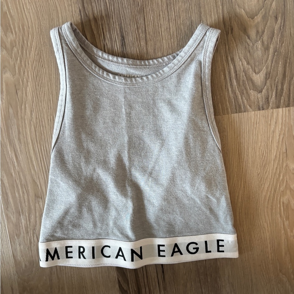 American Eagle Outfitters Gray Sleeveless Crop Tank Top